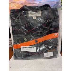 Field & Stream Grey Plaid Flannel Button Up Shirt Men’s LARGE NWT NOS